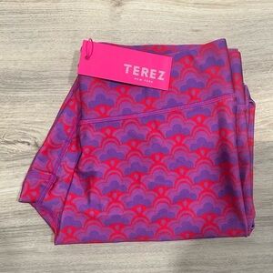NWT Terez Athletic TLC Leggings Pants Activewear Red Purple Pattern Size 1X